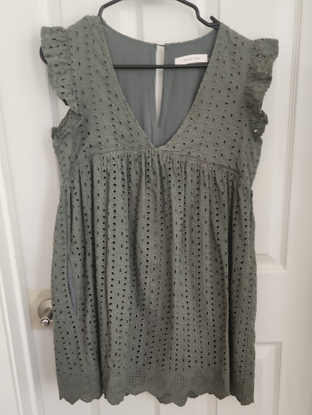 Mustard Seed Anthropologie Sage Green Eyelet Romper